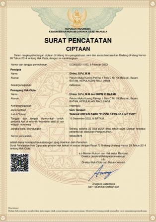Alhamdulillah, Sertifikat Hak Cipta Tanjak Khas SMPN 53 Batam Terbit!